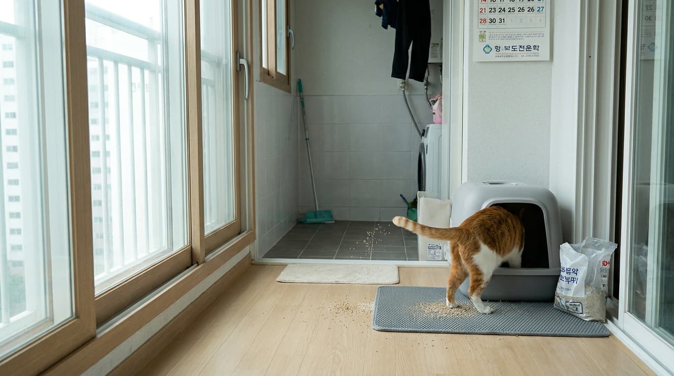 고양이가 화장실 모래를 밖으로 파내는 이유, 혹시 모래 불만일까요?